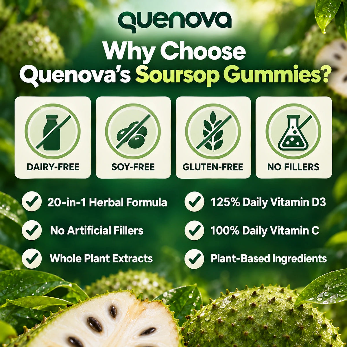Quenova Soursop 20-in-1 Gummies
